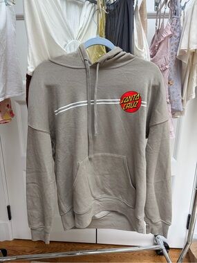 Santa Cruz Skateboards Taupe Hoodie with Red/Yellow Logo